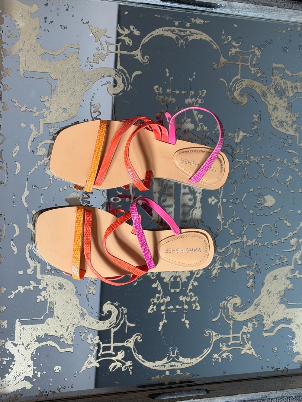 Marc Fisher Pink and Orange Strappy Sandals